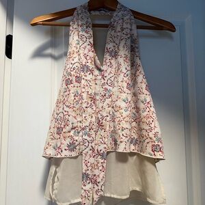 Zara Floral Halter Top - Cream and Red